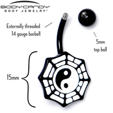 Load image into Gallery viewer, Spider Web Black and White Yin Yang Belly Ring