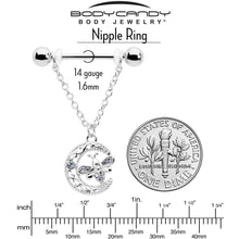 将图片加载到图库查看器,14G 9/16 Clear Gem Lunar Dragonfly Chain Dangle Nipple Ring Set