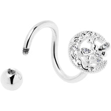 Load image into Gallery viewer, Clear Gem Lunar Dragonfly Spiral Twister Belly Ring