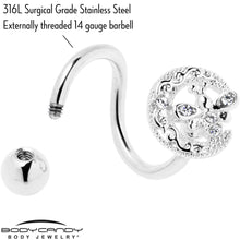 Load image into Gallery viewer, Clear Gem Lunar Dragonfly Spiral Twister Belly Ring