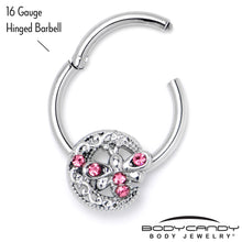Load image into Gallery viewer, 16G 3/8 Pink Gem Lunar Dragonfly Hinged Segment Ring