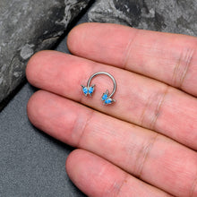 Load image into Gallery viewer, 16G 3/8 Blue Gem Fancy Fab Butterfly Horseshoe Circular Barbell