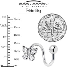 Load image into Gallery viewer, Clear Gem Baroque Beauty Butterfly Spiral Twister Belly Ring