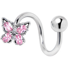 Load image into Gallery viewer, Pink Gem Baroque Beauty Butterfly Spiral Twister Belly Ring