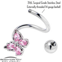 Load image into Gallery viewer, Pink Gem Baroque Beauty Butterfly Spiral Twister Belly Ring