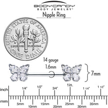 Load image into Gallery viewer, 14G 9/16 Clear Gem Baroque Beauty Butterfly Barbell Nipple Ring Set