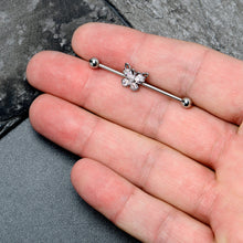 Load image into Gallery viewer, 14G Clear Gem Baroque Beauty Butterfly Industrial Barbell 38mm