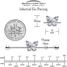 Load image into Gallery viewer, 14G Clear Gem Baroque Beauty Butterfly Industrial Barbell 38mm