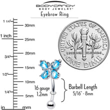 Load image into Gallery viewer, 16G 5/16 Blue Gem Baroque Beauty Butterfly Curved Eyebrow Ring