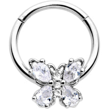 Load image into Gallery viewer, 16G 3/8 Clear Gem Baroque Beauty Butterfly Hinged Segment Ring