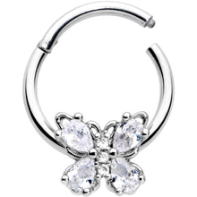 Load image into Gallery viewer, 16G 3/8 Clear Gem Baroque Beauty Butterfly Hinged Segment Ring
