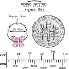 将图片加载到图库查看器,16G 3/8 Pink Gem Baroque Beauty Butterfly Hinged Segment Ring