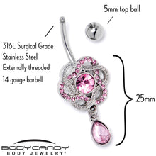 将图片加载到图库查看器,Pink Gem Celtic Knot Elegance Dangle Belly Ring