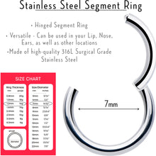 Load image into Gallery viewer, 16G 7mm 316L Surgical Steel Precision Hinged Segment Hoop