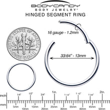 Load image into Gallery viewer, 16G 13mm 316L Surgical Steel Precision Hinged Segment Hoop