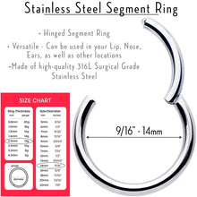 Load image into Gallery viewer, 12G 9/16 316L Surgical Steel Precision Hinged Segment Hoop