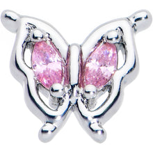 Load image into Gallery viewer, 20G 7mm Pink Gem Fancy Fab Butterfly L Shape Nose Ring
