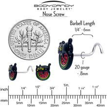 将图片加载到图库查看器,20G 7mm Watermelon Cat Love Left Side Nose Screw