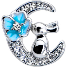 Load image into Gallery viewer, 20G 7mm Clear CZ Gem Rabbit On The Moon Blue L Shape Nose Ring