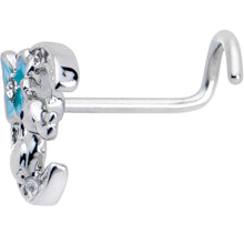 Load image into Gallery viewer, 20G 7mm Clear CZ Gem Rabbit On The Moon Blue Left Side Nose Screw