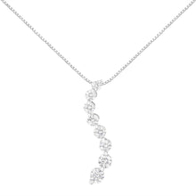 Load image into Gallery viewer, AGS Certified 14k White Gold 3.0 Cttw Baguette and Brilliant Round-Cut Diamond Journey 18" Pendant Necklace (K-L Color, I1-I2 Clarity)