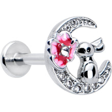 将图片加载到图库查看器,16G 5/16 Clear CZ Gem Rabbit Moon Pink Internally Threaded Labret