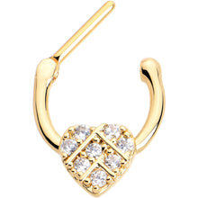 Load image into Gallery viewer, 16G 5/16 Clear Gem Gold Tone Lattice Heart Cartilage Clicker
