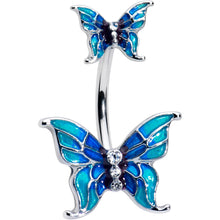 将图片加载到图库查看器,Clear Gem Butterfly Blue Sky Double Mount Belly Ring