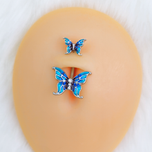 将图片加载到图库查看器,Clear Gem Butterfly Blue Sky Double Mount Belly Ring