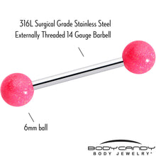 Load image into Gallery viewer, Pastel Shimmer Pink Ends Barbell Tongue Ring