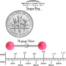 Load image into Gallery viewer, Pastel Shimmer Pink Ends Barbell Tongue Ring