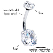 将图片加载到图库查看器,Clear Gem April Birthstone Double Mount Belly Ring