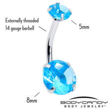 Load image into Gallery viewer, Topaz Blue Gem December Birthstone Double Mount Belly Ring