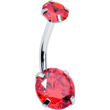 Load image into Gallery viewer, Light Red Gem January Birthstone Double Mount Belly Ring