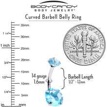 Load image into Gallery viewer, Aqua Blue Gem March Birthstone Double Mount Belly Ring