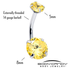将图片加载到图库查看器,Yellow Gem November Birthstone Double Mount Belly Ring