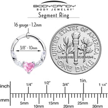 Load image into Gallery viewer, 16G 3/8 Pink Clear CZ Gem Simply Heart Hinged Segment Ring