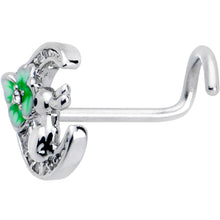 Load image into Gallery viewer, 20G 7mm Clear CZ Gem Rabbit On The Moon Green Left Side Nose Screw
