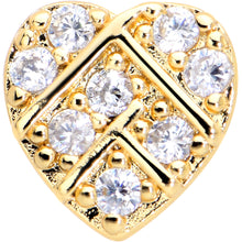 Load image into Gallery viewer, 16G 5/16 Clear Gem Gold Hue Lattice Heart Internally Threaded Labret