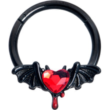 将图片加载到图库查看器,16G 3/8 Red Gem Black Bleeding Heart Bat Hinged Segment Ring