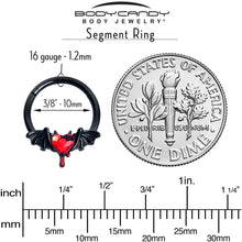 将图片加载到图库查看器,16G 3/8 Red Gem Black Bleeding Heart Bat Hinged Segment Ring