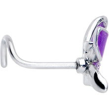 Load image into Gallery viewer, 20G 7mm Clear Gem Chunky Butterfly Purple Left Side Nose Screw