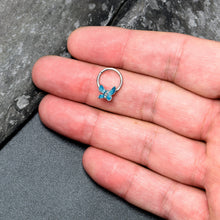 Load image into Gallery viewer, 16G 3/8 Clear Gem Chunky Butterfly Blue Hinged Segment Ring