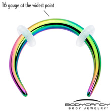 Load image into Gallery viewer, 16G 5/16 Rainbow Pincher Crescent Taper