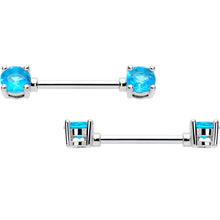 Load image into Gallery viewer, 14G 9/16 Blue CZ Gem December Birthstone Nipple Ring Set