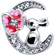 Load image into Gallery viewer, 16G 1/4 Clear CZ Gem Rabbit on the Moon Pink Cartilage Earring