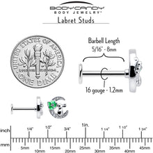将图片加载到图库查看器,16G 5/16 Clear CZ Gem Rabbit on Moon Green Internally Threaded Labret