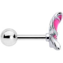 Load image into Gallery viewer, 16G 1/4 Clear Gem Chunky Butterfly Pink Cartilage Tragus Earring