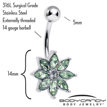 将图片加载到图库查看器,Light Green Gem Flower Elegance Bloom Belly Ring