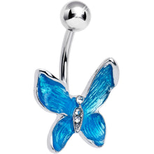 将图片加载到图库查看器,Clear Gem Chunky Butterfly Blue Belly Ring
